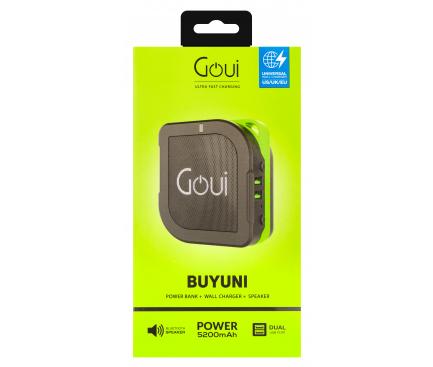 Baterie Externa Powerbank Goui Buyuni, 5200 mA, 2 x USB, 2A, cu Difuzor Bluetooth, Neagra G-PB6WSW-G