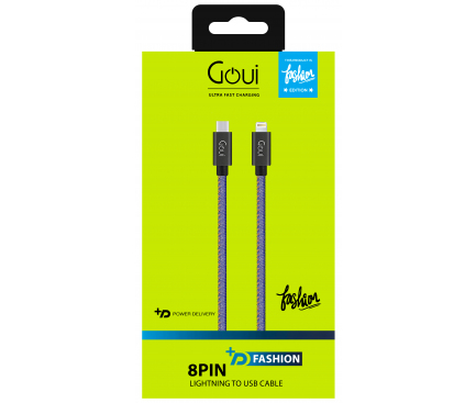 Cablu Date si Incarcare USB-C - Lightning Goui Fashion, 18W, 1m, Bleumarin G-FASHIONC94JB