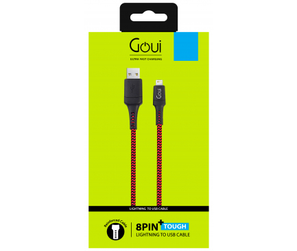 Cablu Date si Incarcare USB-A - Lightning Goui Tough, 18W, 1.5m, Rosu G-LC15-8PINR