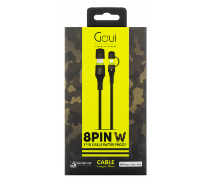 Cablu Date si Incarcare USB-A - Lightning Goui Waterproof, 18W, 1.5m, Negru G-LC8PINWATER-K