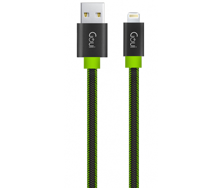 Cablu Date si Incarcare USB-A - Lightning Goui Fashion Flat, 18W, 1m, Verde G-LC8PINFBF-GK