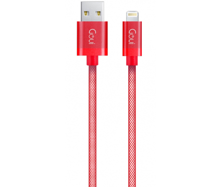 Cablu Date si Incarcare USB-A - Lightning Goui Metallic, 18W, 1m, Rosu G-LC8PIN-02R