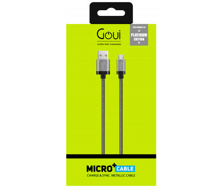 Cablu Date si Incarcare USB la MicroUSB Goui Metallic, 1.5 m, Gri G-MICROMETAL-S