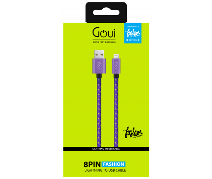 Cablu Date si Incarcare USB-A - Lightning Goui, 18W, 1m, Mov G-8PINFASHIONP