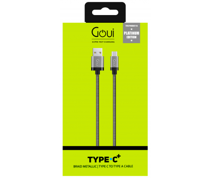 Cablu Date si Incarcare USB la USB Type-C Goui Metallic, 1.5 m, Gri G-MCACM