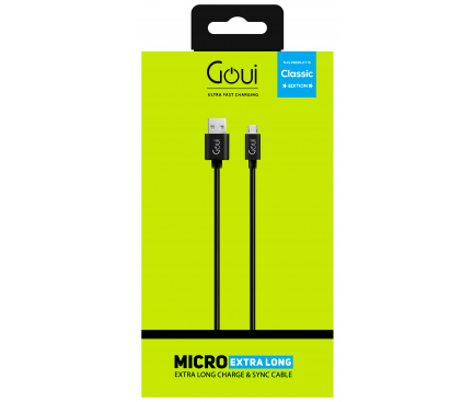 Cablu Date si Incarcare USB-A - microUSB Goui Classic, 18W, 3m, Negru G-MC-01K3