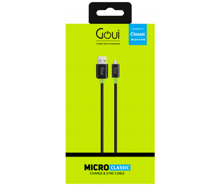 Cablu Date si Incarcare USB-A - microUSB Goui Classic, 18W, 1.5m, Negru G-MC-01K