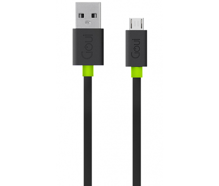 Cablu Date si Incarcare USB-A - microUSB Goui Flat, 18W, 1.5m, Negru G-MICROFALT-K