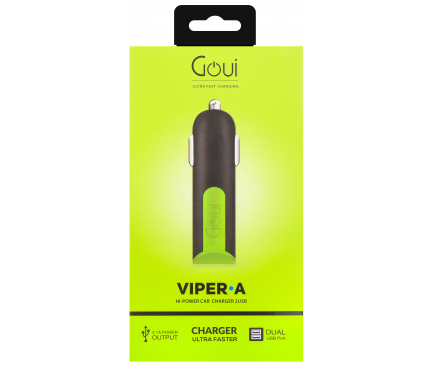 Incarcator Auto USB Goui Viper, 2 X USB, 3.1A, Negru G-CC3A-03