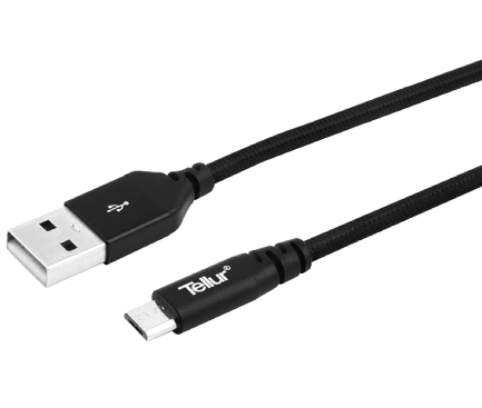 Cablu Date si Incarcare USB-A - microUSB Tellur Kevlar, 1m, Negru TLL155251