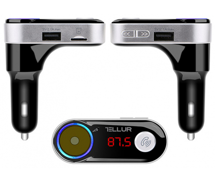 Modulator FM Bluetooth Tellur FMT-B2, Mp3 Player, Buton de apel, Negru