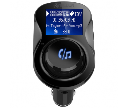 Modulator FM Bluetooth Tellur FMT-B3, Mp3 Player, Buton de apel, Negru
