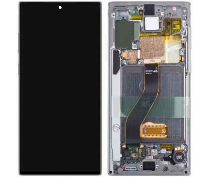 Display cu Touchscreen Samsung Galaxy Note10 N970, cu Rama, Argintiu (Aura White), Service Pack GH82-20818C