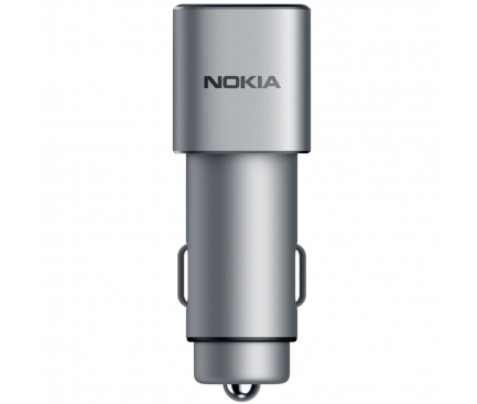 Incarcator Auto USB Nokia DC-801, 2 X USB, Argintiu, Blister PRB_dbl