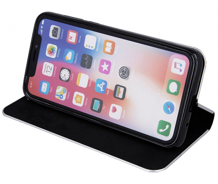 Husa Piele OEM Smart Venus Carbon pentru Apple iPhone 11, Neagra