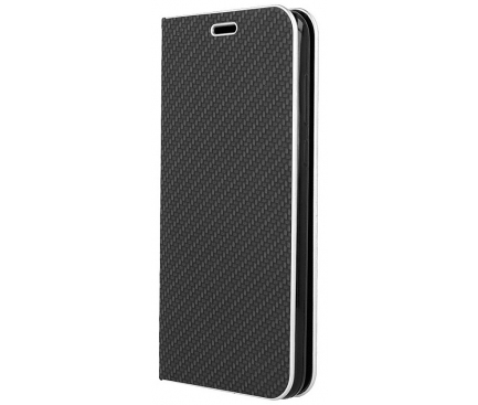 Husa Piele OEM Smart Venus Carbon pentru Apple iPhone 11 Pro Max, Neagra