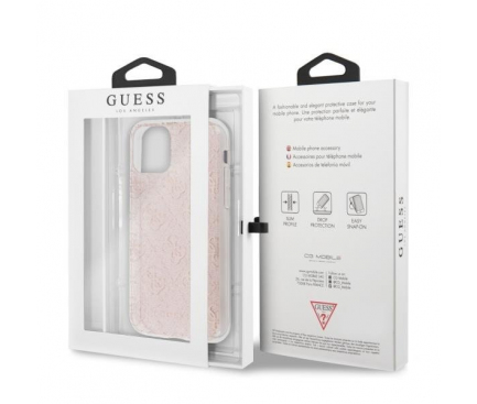 Husa TPU Guess 4G Glitter pentru Apple iPhone 11, Roz, Blister GUHCN61PCU4GLPI 