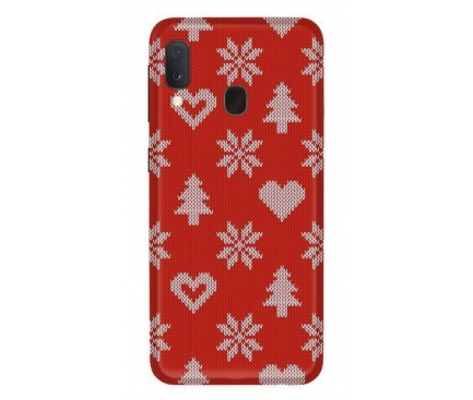 Husa TPU OEM Hearts Christmas pentru Samsung Galaxy A40 A405, Rosie, Bulk 