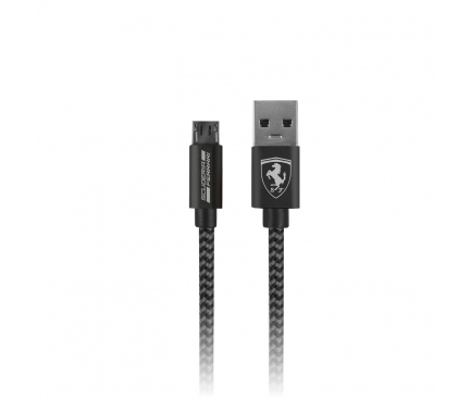 Cablu Date si Incarcare USB la MicroUSB Ferrari MFI Nylon, 1.5 m, Gri FETCNYUDG