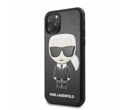 Husa Piele Karl Lagerfeld Embossed pentru Apple iPhone 11, Neagra KLHCN61IKPUBK