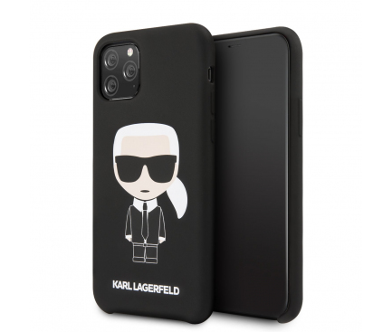 Husa TPU Karl Lagerfeld Iconic pentru Apple iPhone 11 Pro Max, Neagra KLHCN65SLFKBK 