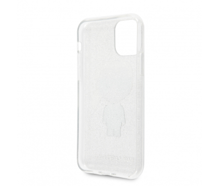 Husa Plastic - TPU Karl Lagerfeld Glitter Iconic Body pentru Apple iPhone 11 Pro, Argintie, Blister KLHCN58TPUTRIKSI 