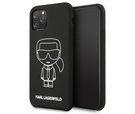 Husa TPU Karl Lagerfeld Ikonik Outline pentru Apple iPhone 11 Pro, Neagra, Blister KLHCN58SILFLWBK 