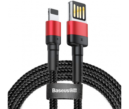 Cablu Date si Incarcare USB la Lightning Baseus Cafule 2.4A, 1 m, Negru - Rosu, Blister CALKLF-G91 