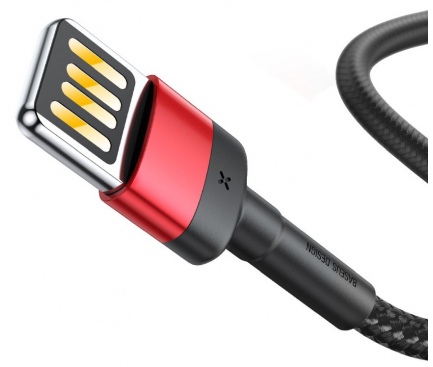 Cablu Date si Incarcare USB la Lightning Baseus Cafule 2.4A, 1 m, Negru - Rosu, Blister CALKLF-G91 