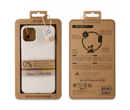 Husa Biodegradabila Muvit pentru Apple iPhone 11 Pro Max, Bambootek ECO, Alba(Cotton) MCBKC0005