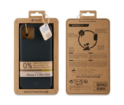 Husa Biodegradabila Muvit pentru Apple iPhone 11 Pro Max, Bambootek ECO, Neagra(Storm) MCBKC0008