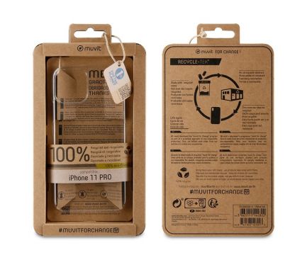Husa Biodegradabila Muvit pentru Apple iPhone 11 Pro Max, Recycletek ECO, Transparenta MCBKC0011