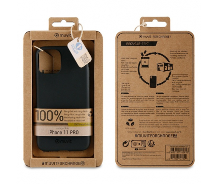 Husa Biodegradabila Muvit pentru Apple iPhone 11 Pro, Recycletek ECO, Neagra MCBKC0013