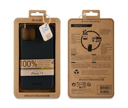 Husa Biodegradabila Muvit pentru Apple iPhone 11, Recycletek ECO, Neagra, Blister MCBKC0015 