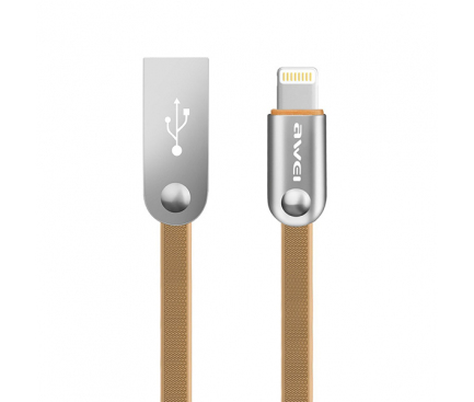 Cablu Date si Incarcare USB la Lightning Awei CL-17, 2 m, Auriu, Bulk 
