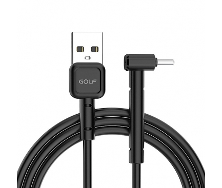 Cablu Date si Incarcare USB la USB Type-C Golf GC-69t, 3A, Forma L, 1m, Negru