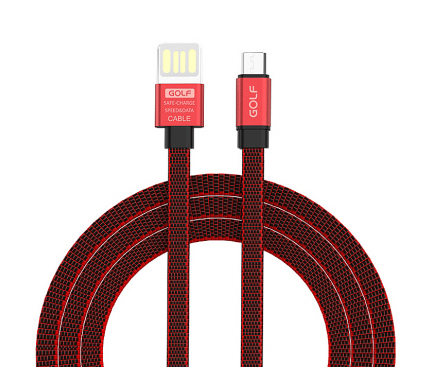Cablu Date si Incarcare USB la MicroUSB Golf GC-73m, 1 m, Rosu