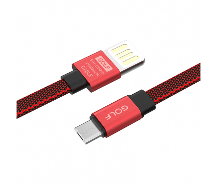 Cablu Date si Incarcare USB la MicroUSB Golf GC-73m, 1 m, Rosu
