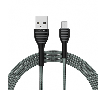 Cablu Date si Incarcare USB la MicroUSB Golf GC-74m, 3A, 1 m, Gri, Blister 