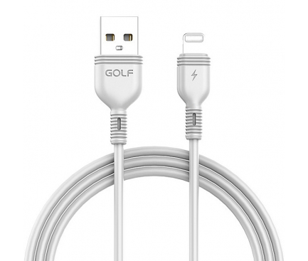 Cablu Date si Incarcare USB la Lightning Golf GC-75I, 2A, 1 m, Alb, Blister 