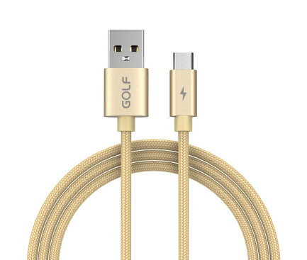 Cablu Date si Incarcare USB la MicroUSB Golf GC-76M, 5A, 1 m, Auriu, Blister