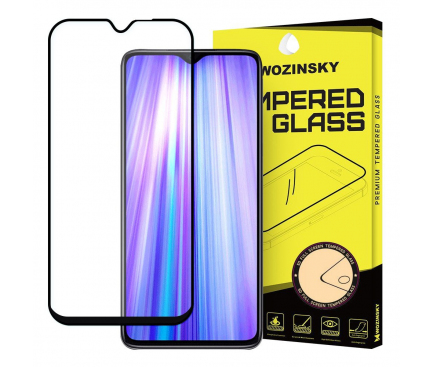 Folie Protectie Ecran WZK pentru Xiaomi Redmi Note 8 PRO, Sticla securizata, Full Face, Full Glue, Neagra