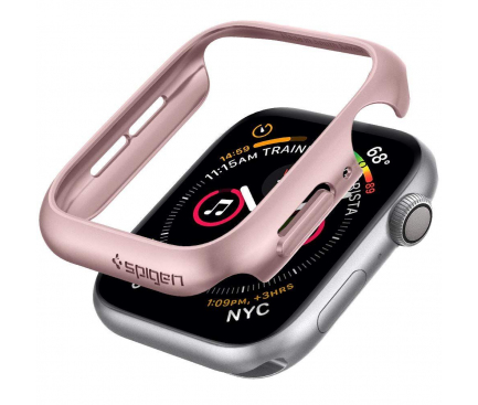 Husa plastic Spigen Thin Fit pentru Apple Watch 4 / 5 / 6 / SE (44MM), Roz-Aurie