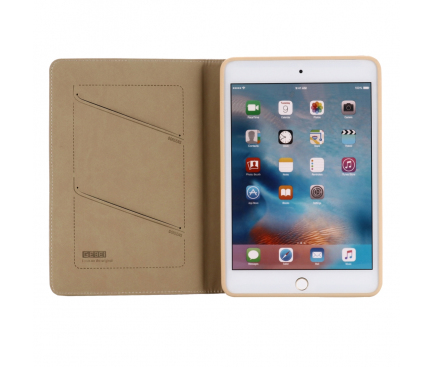 Husa Tableta Piele - TPU Gebei cu suport carduri pentru Apple iPad mini (2019), Aurie