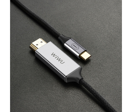 Cablu Audio Video HDMI la USB Type-C WiWu X9, 4K, 2 m, Negru, Blister