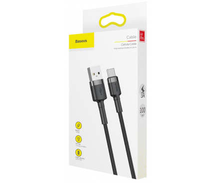 Cablu Date si Incarcare USB-A - USB-C Baseus Cafule, 18W, 1m, Gri CATKLF-BG1
