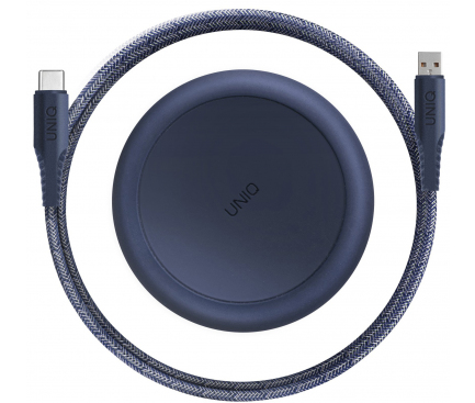 Cablu Date si Incarcare USB-A - USB-C UNIQ Halo, 18W, 1.2m, Bleumarin