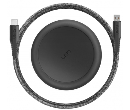 Cablu Date si Incarcare USB-A - USB-C UNIQ Halo, 18W, 1.2m, Negru