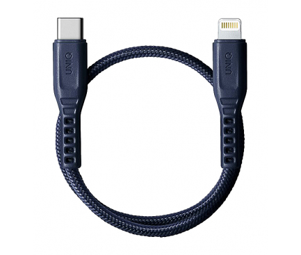 Cablu Date si Incarcare USB-C - Lightning UNIQ Flex, 18W, 0.3m, Albastru