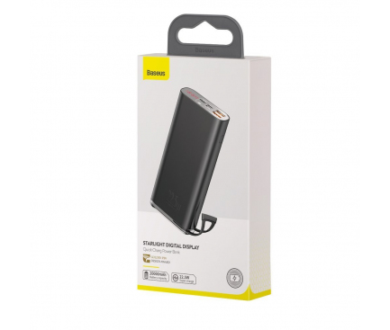 Baterie Externa Powerbank Baseus Starlight PPXC-01, 20000 mA, Power Delivery (PD) - Quick Charge 3, 22.5W, Neagra